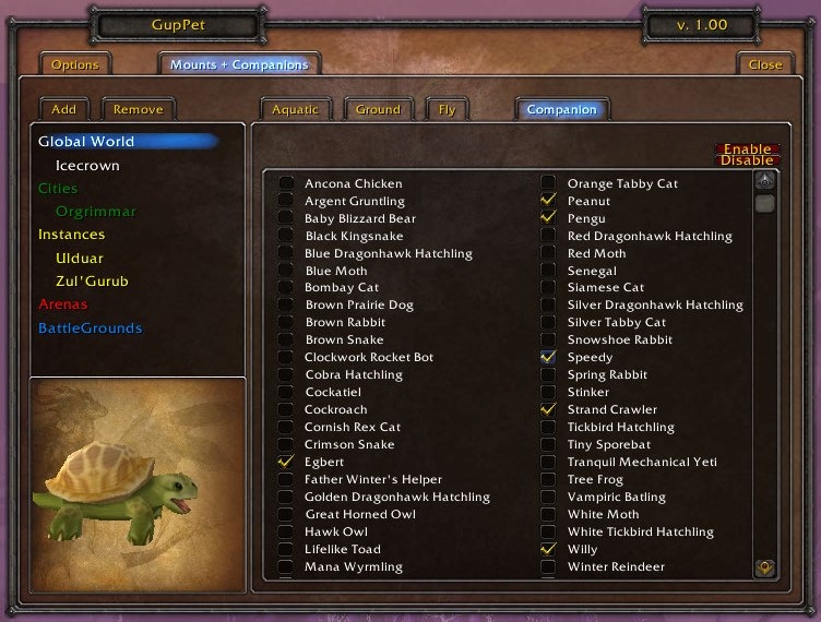 Guppet Mounts Pets World Of Warcraft Addons