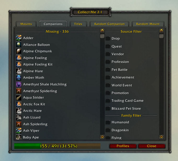 Collect Me Mounts Pets World Of Warcraft Addons