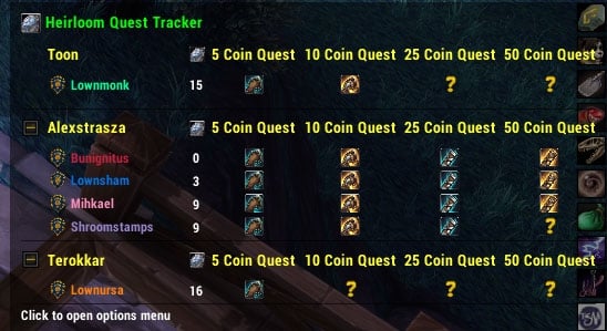 Heirloom Quest Tracker