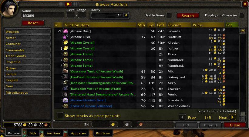 world of warcraft auctioneer addon