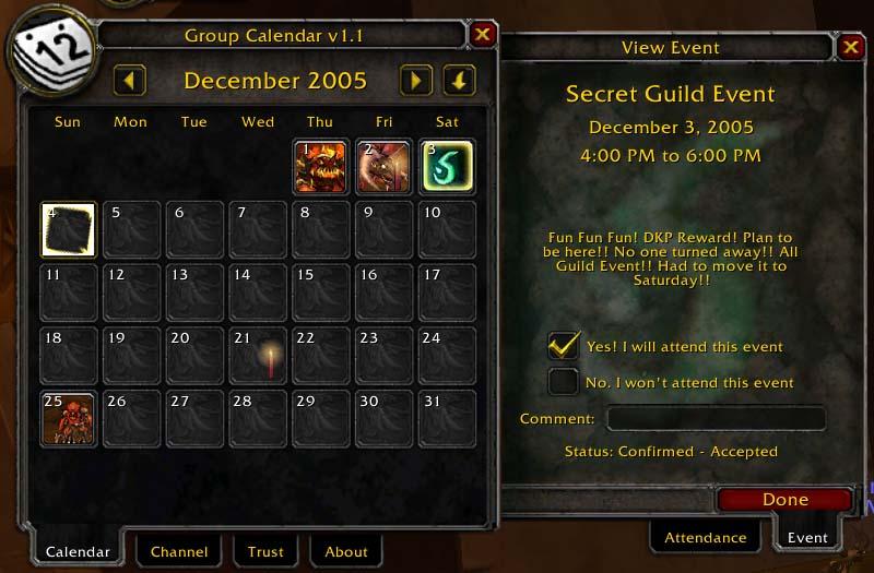 Group Calendar 4 Discontinued and Outdated Mods World of Warcraft