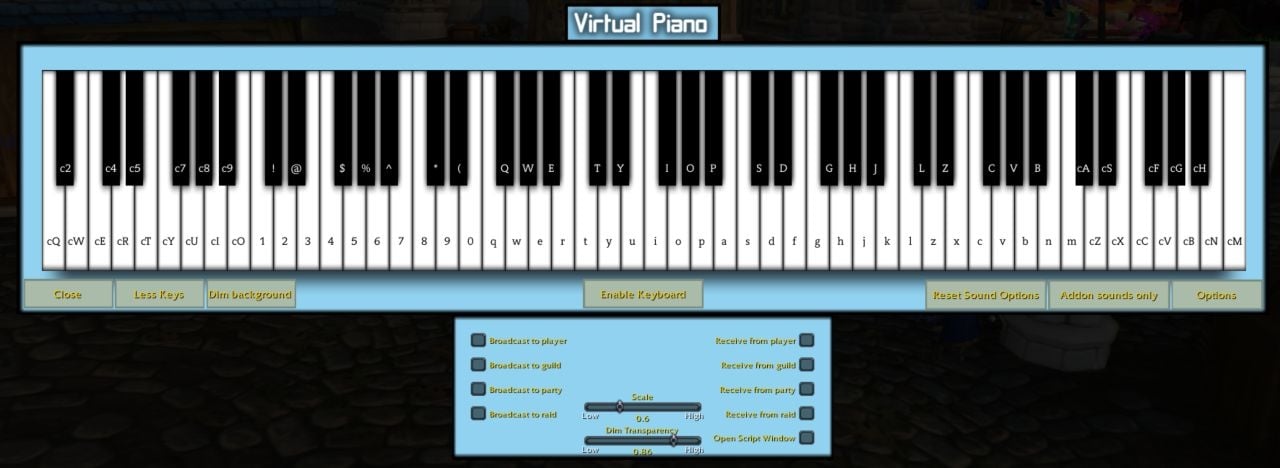 Virtual Piano Roleplay Music Mods World Of Warcraft Addons - how to play roblox piano pasted song