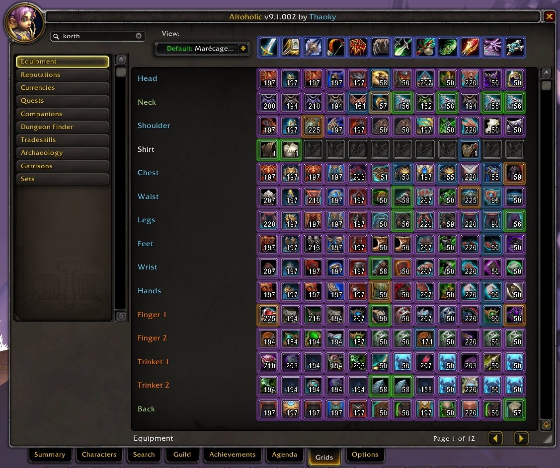 Altoholic Bags Bank Inventory World Of Warcraft Addons