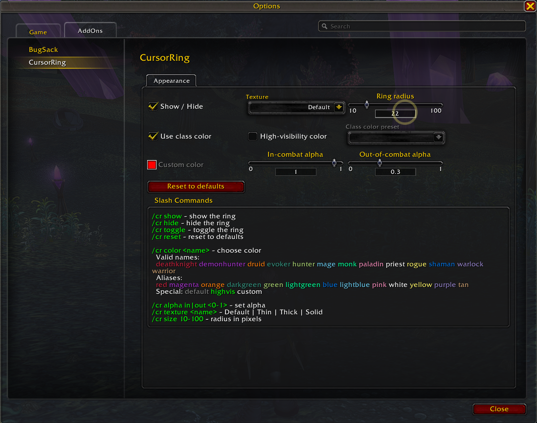 Cursor Ring : Miscellaneous : World of Warcraft AddOns